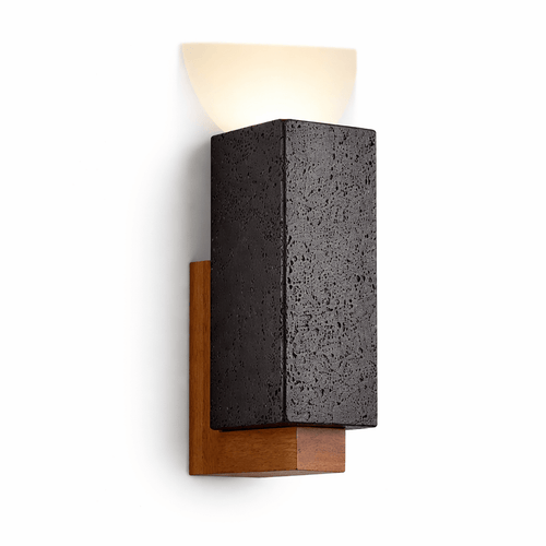 Applique murale moderne Kody en Noyer et noir et nbsp;travertin
