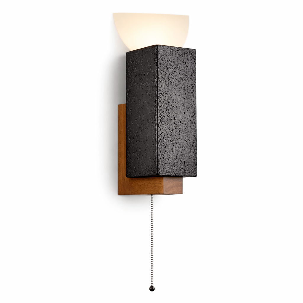 Applique murale moderne Kody en Noyer et noir et nbsp;travertin