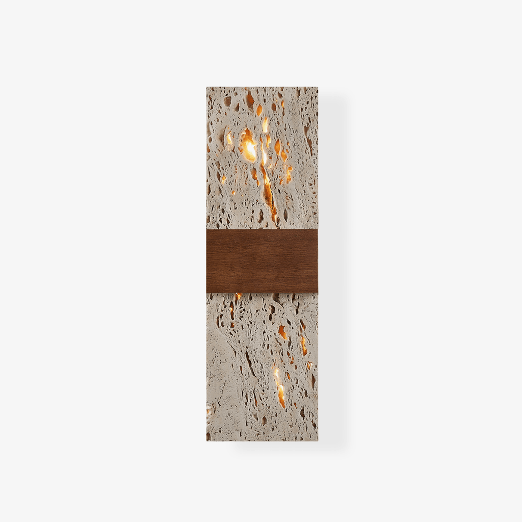 Applique murale moderne Saku en Travertin jaune et noyer
