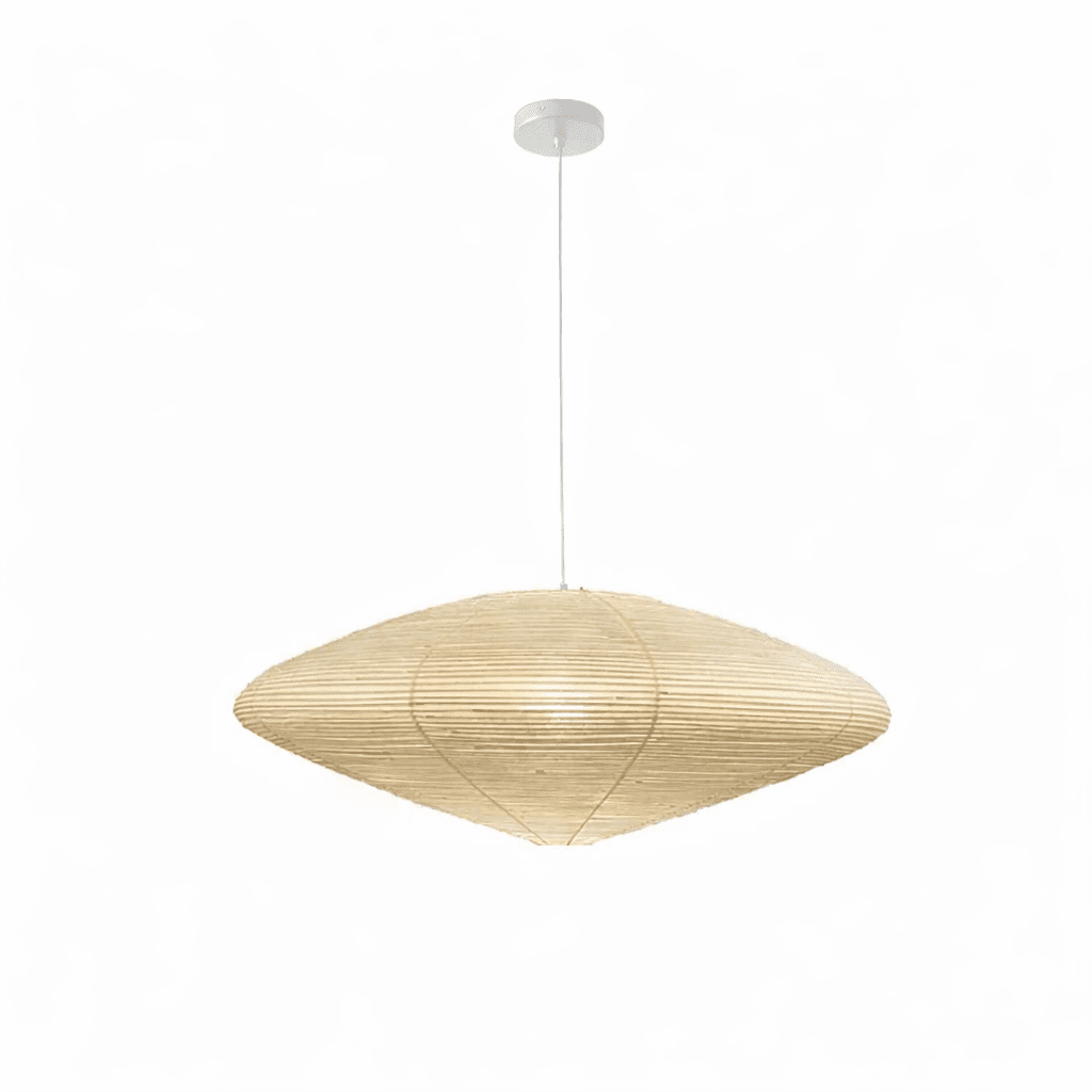 Suspension moderne Ove en papier Blanc et blanc câble