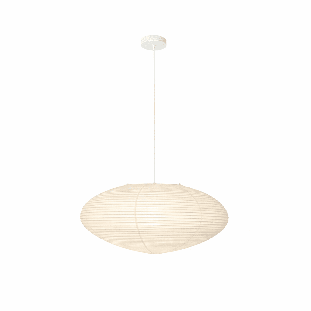 Suspension moderne Ove en papier Blanc et blanc câble