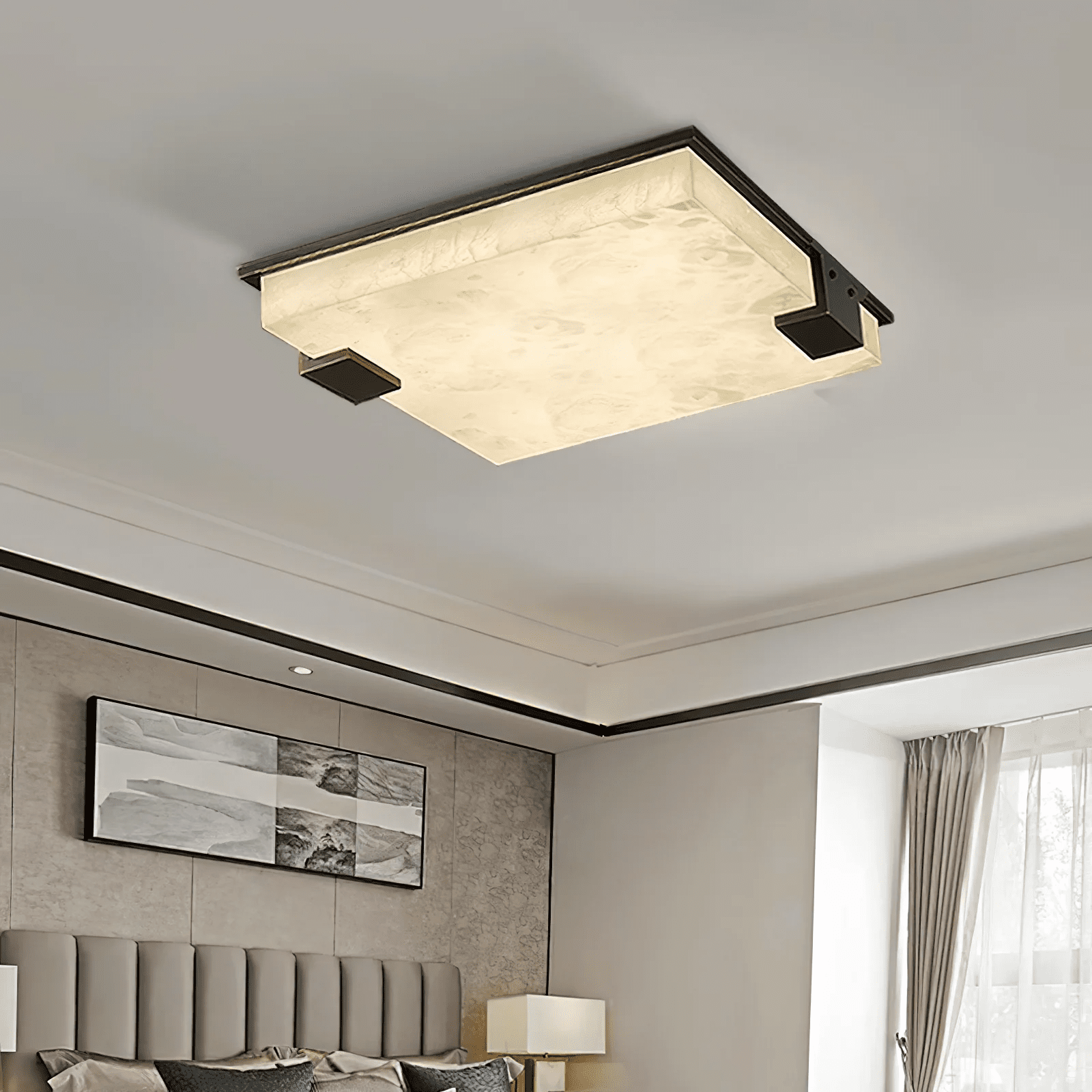 Plafonnier moderne Idun en Albâtre Noir et blanc