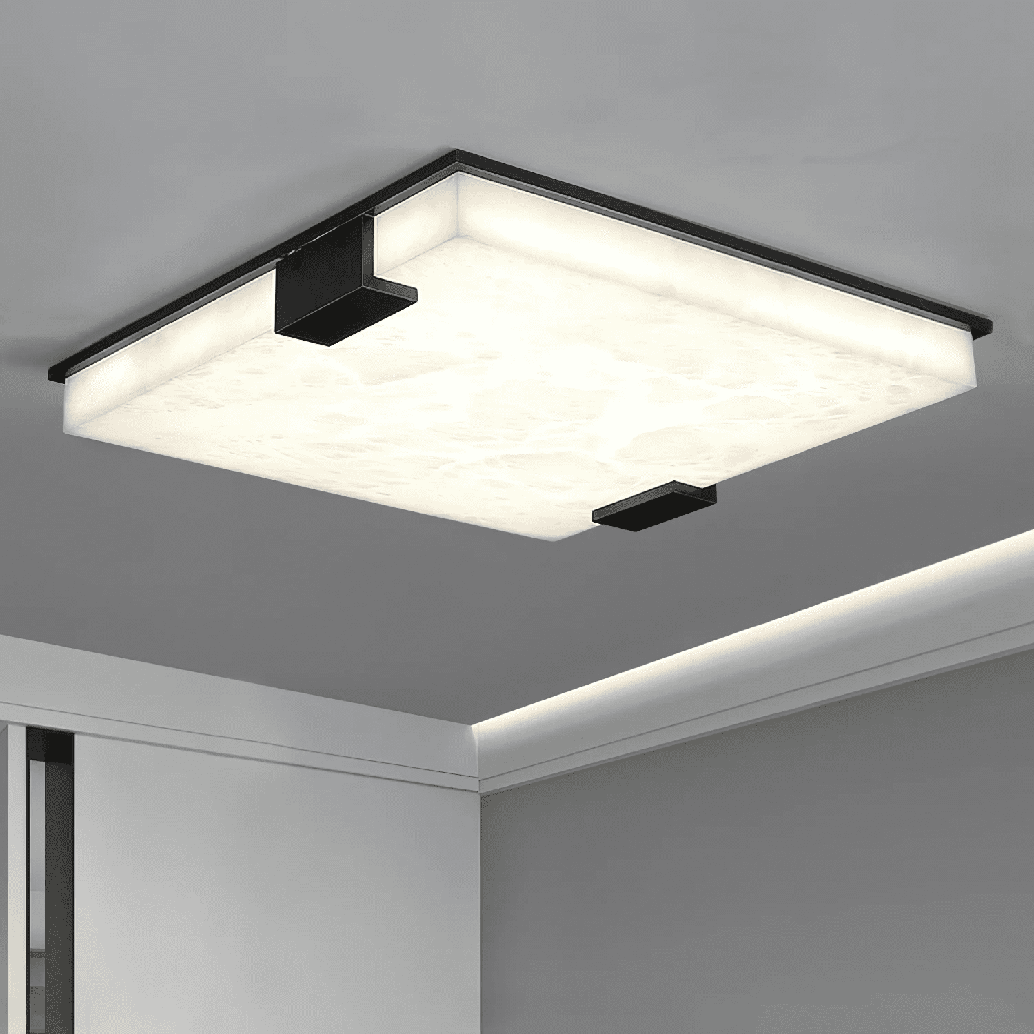 Plafonnier moderne Idun en Albâtre Noir et blanc