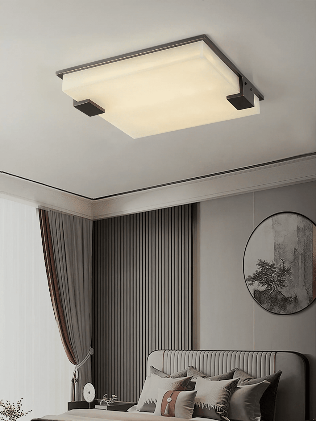 Plafonnier moderne Idun en Albâtre Noir et blanc
