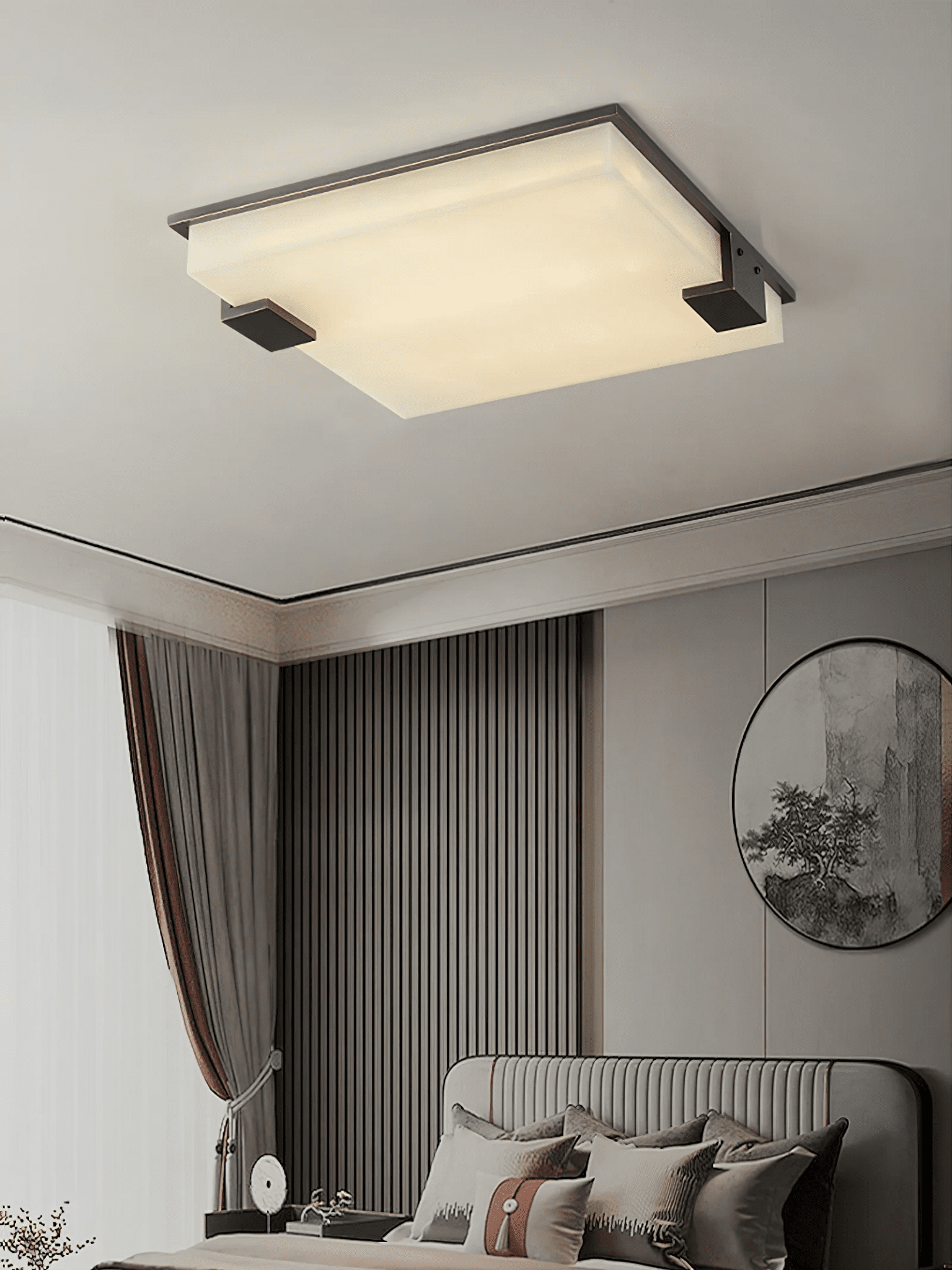 Plafonnier moderne Idun en Albâtre Noir et blanc
