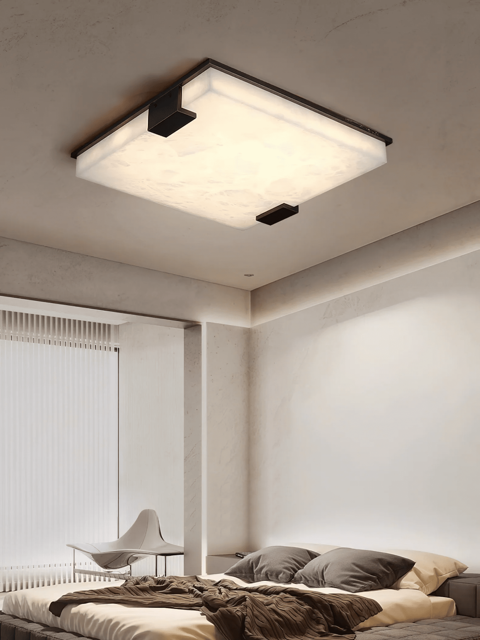 Plafonnier moderne Idun en Albâtre Noir et blanc