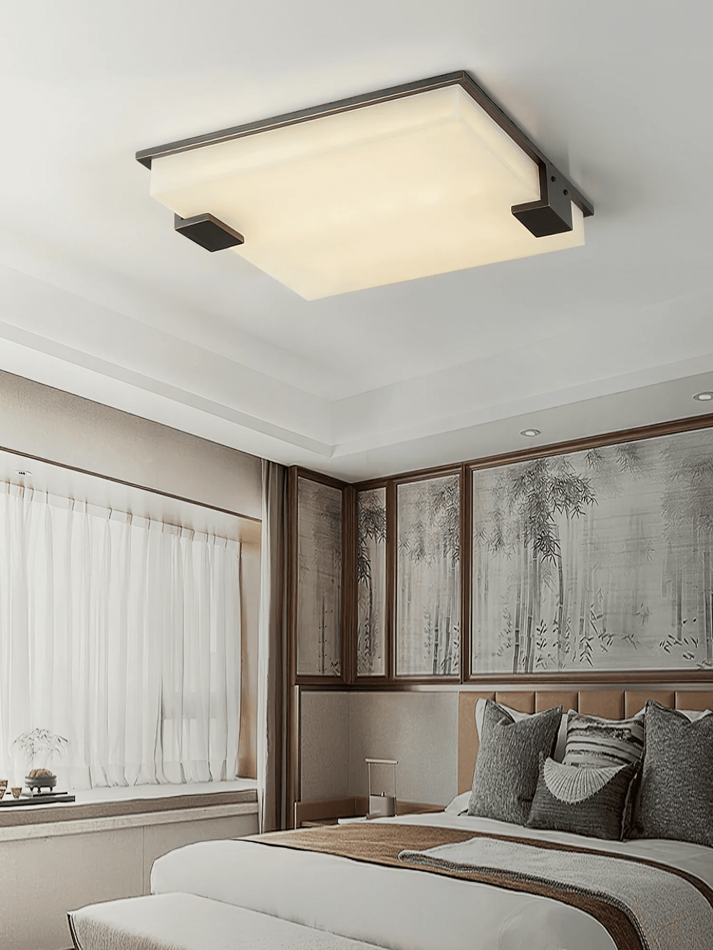 Plafonnier moderne Idun en Albâtre Noir et blanc
