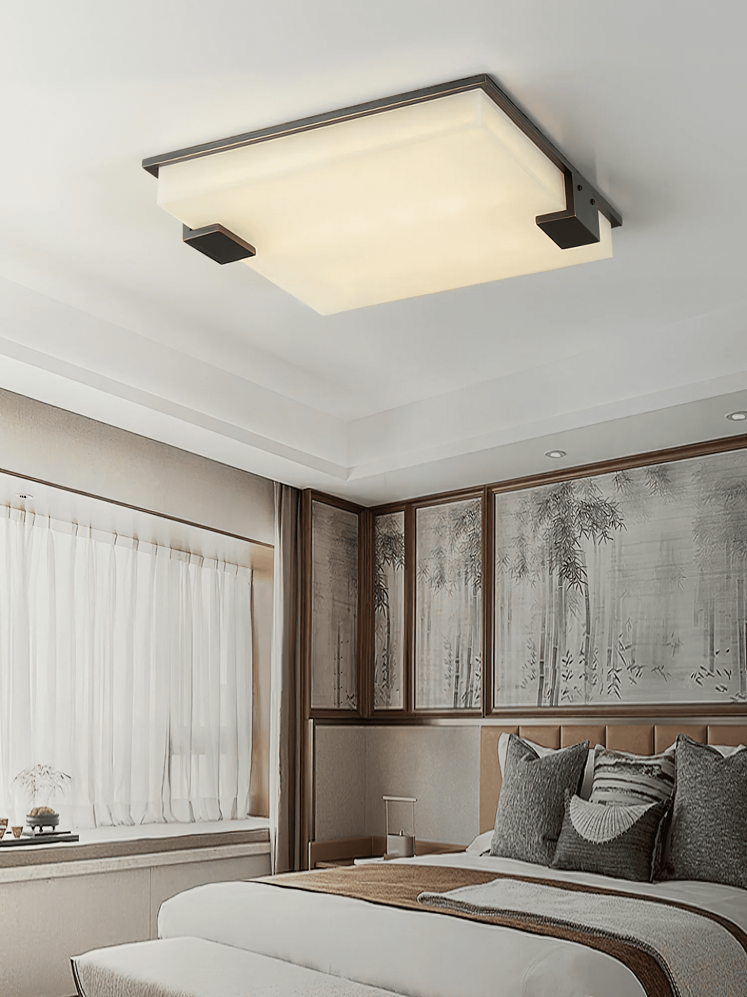 Plafonnier moderne Idun en Albâtre Noir et blanc