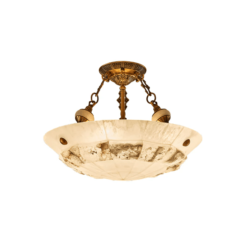 Plafonnier moderne Ainsley en Albâtre Laiton ancien et blanc