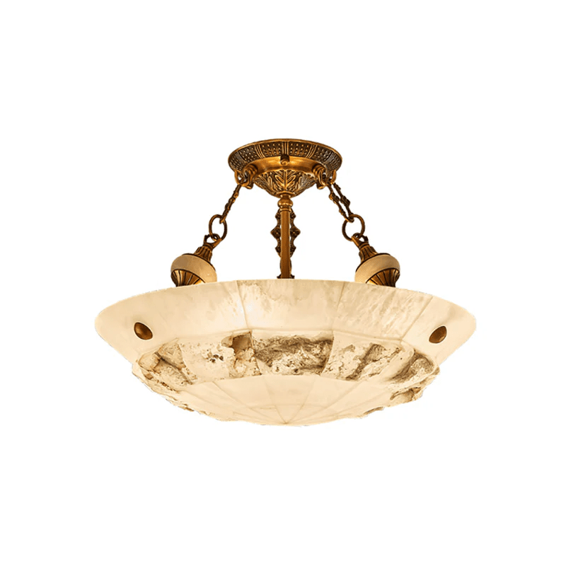 Plafonnier moderne Ainsley en Albâtre Laiton ancien et blanc