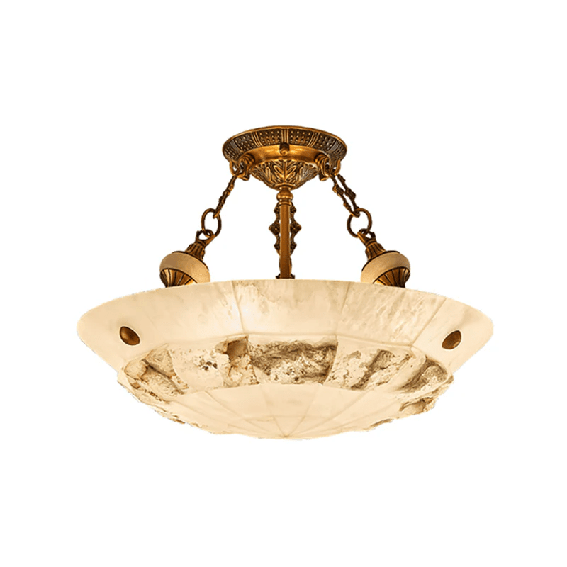 Plafonnier moderne Ainsley en Albâtre Laiton ancien et blanc