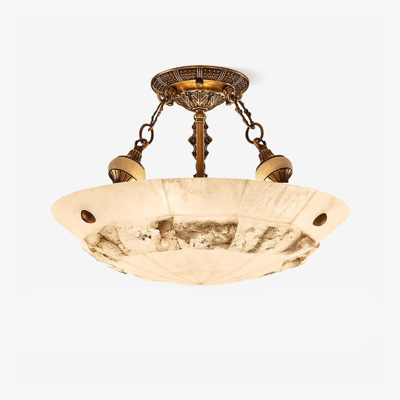 Plafonnier moderne Ainsley en Albâtre Laiton ancien et blanc
