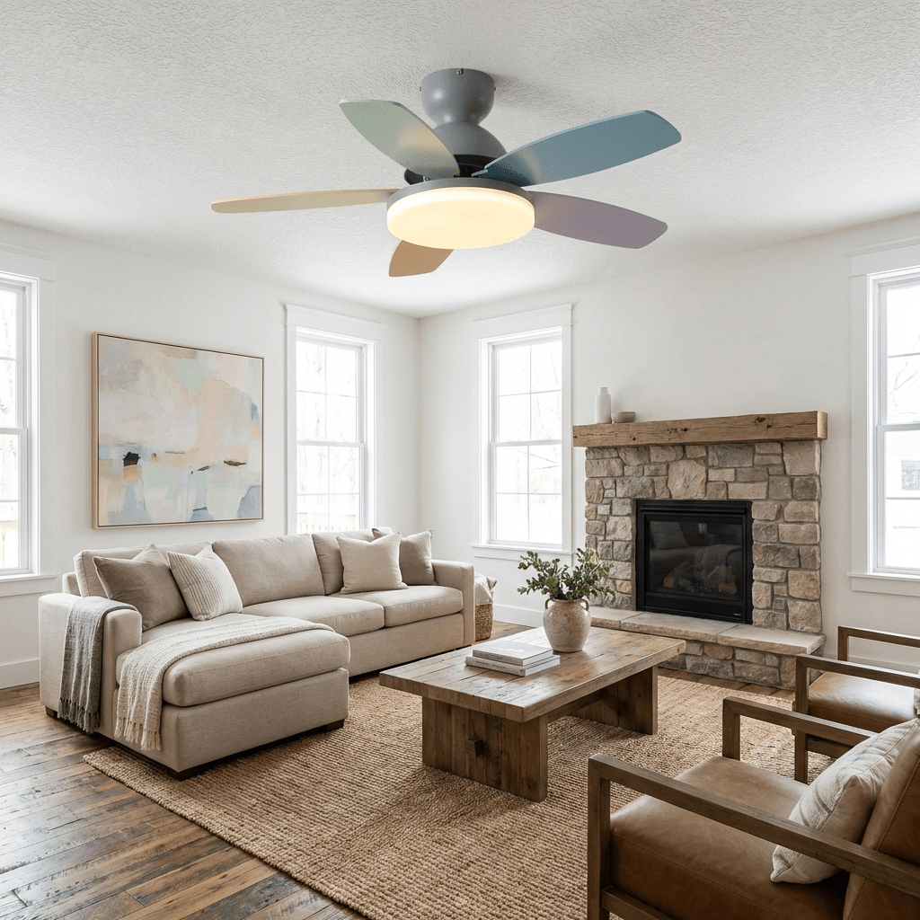 Ventilateur de plafond moderne Berndt en Bois
