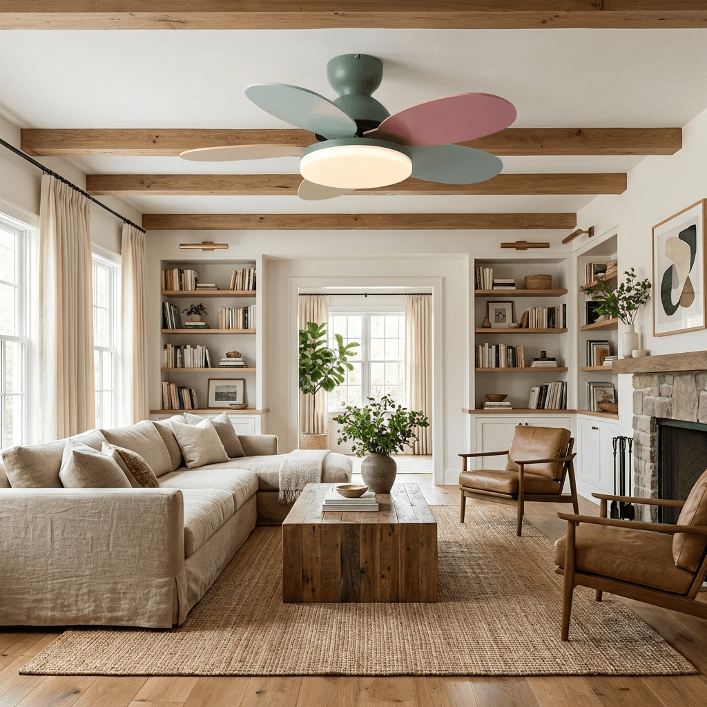 Ventilateur de plafond moderne Berndt en Bois