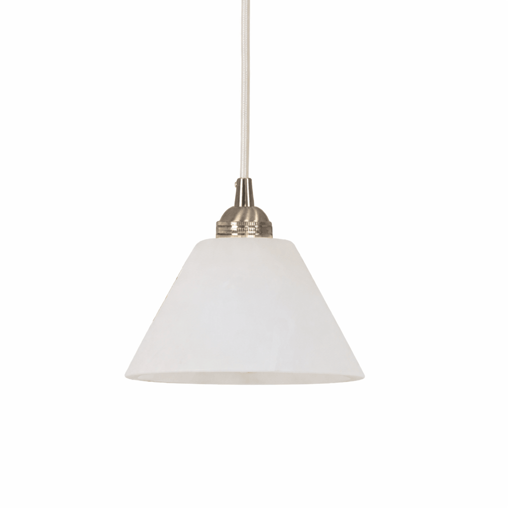 Suspension moderne Kobe en laiton Nickel brossé et blanc albâtre