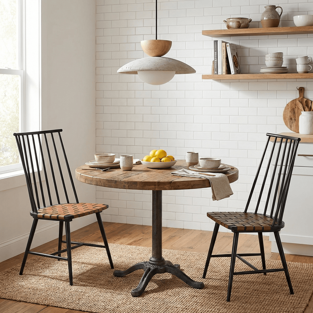 Suspension moderne Bronze en Bois et travertin jaune