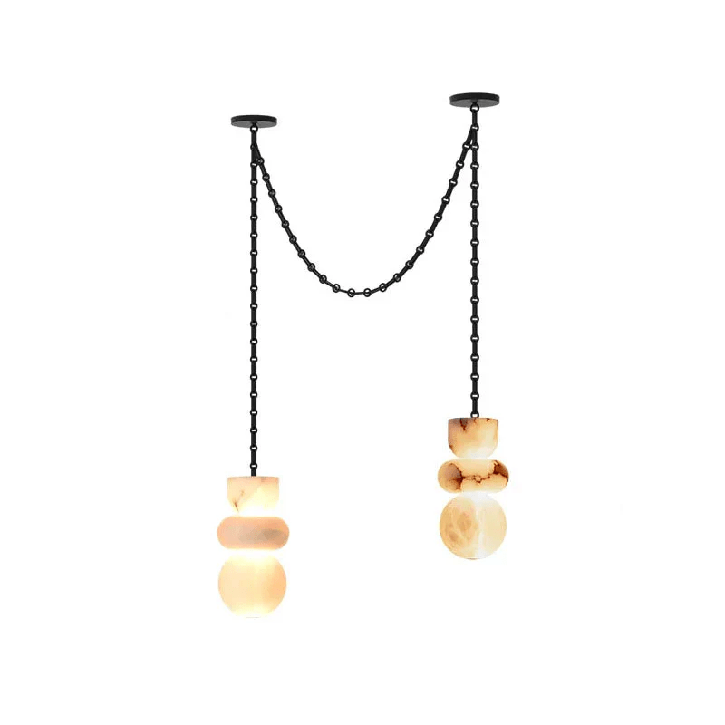 Lustre moderne Espen en Albâtre Noir et blanc