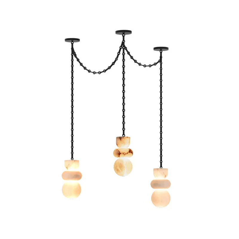 Lustre moderne Espen en Albâtre Noir et blanc