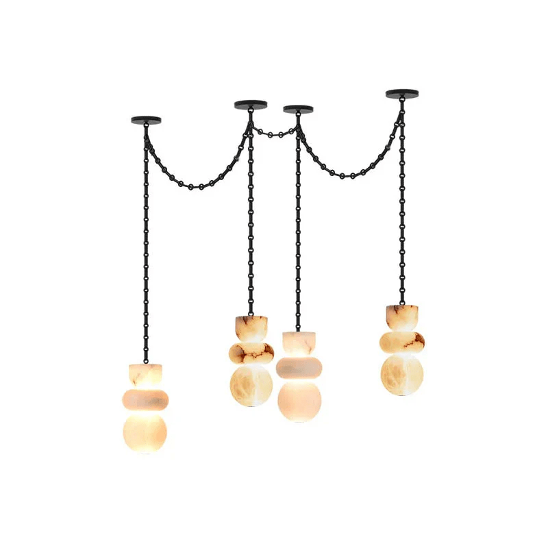 Lustre moderne Espen en Albâtre Noir et blanc
