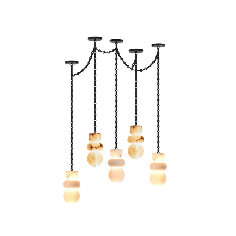 Lustre moderne Espen en Albâtre Noir et blanc