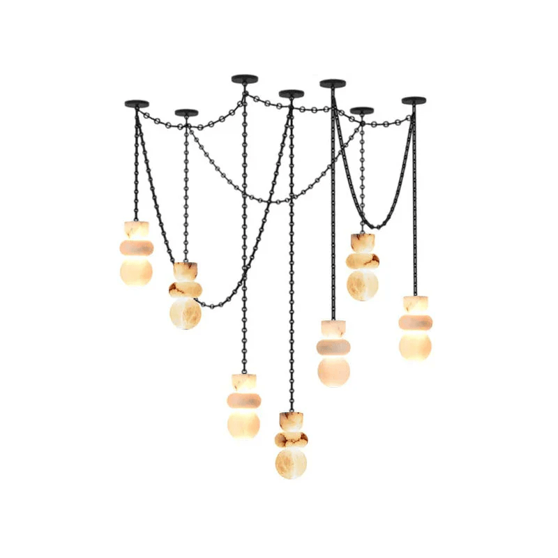 Lustre moderne Espen en Albâtre Noir et blanc