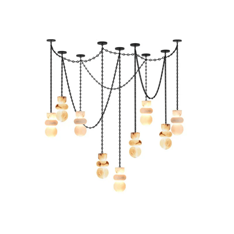 Lustre moderne Espen en Albâtre Noir et blanc