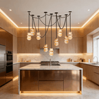Lustre moderne Espen en Albâtre Noir et blanc