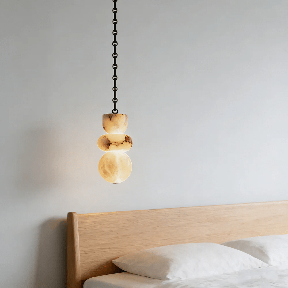 Lustre moderne Espen en Albâtre Noir et blanc