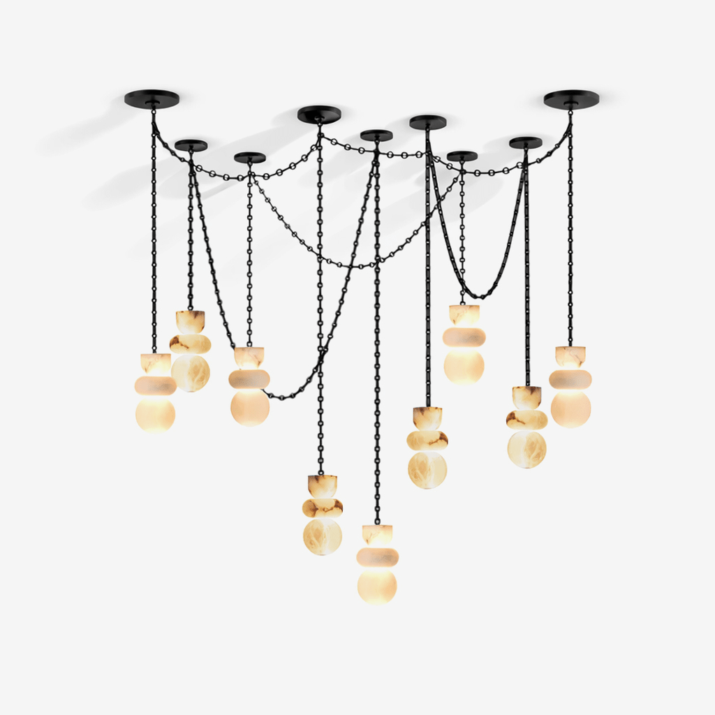 Lustre moderne Espen en Albâtre Noir et blanc