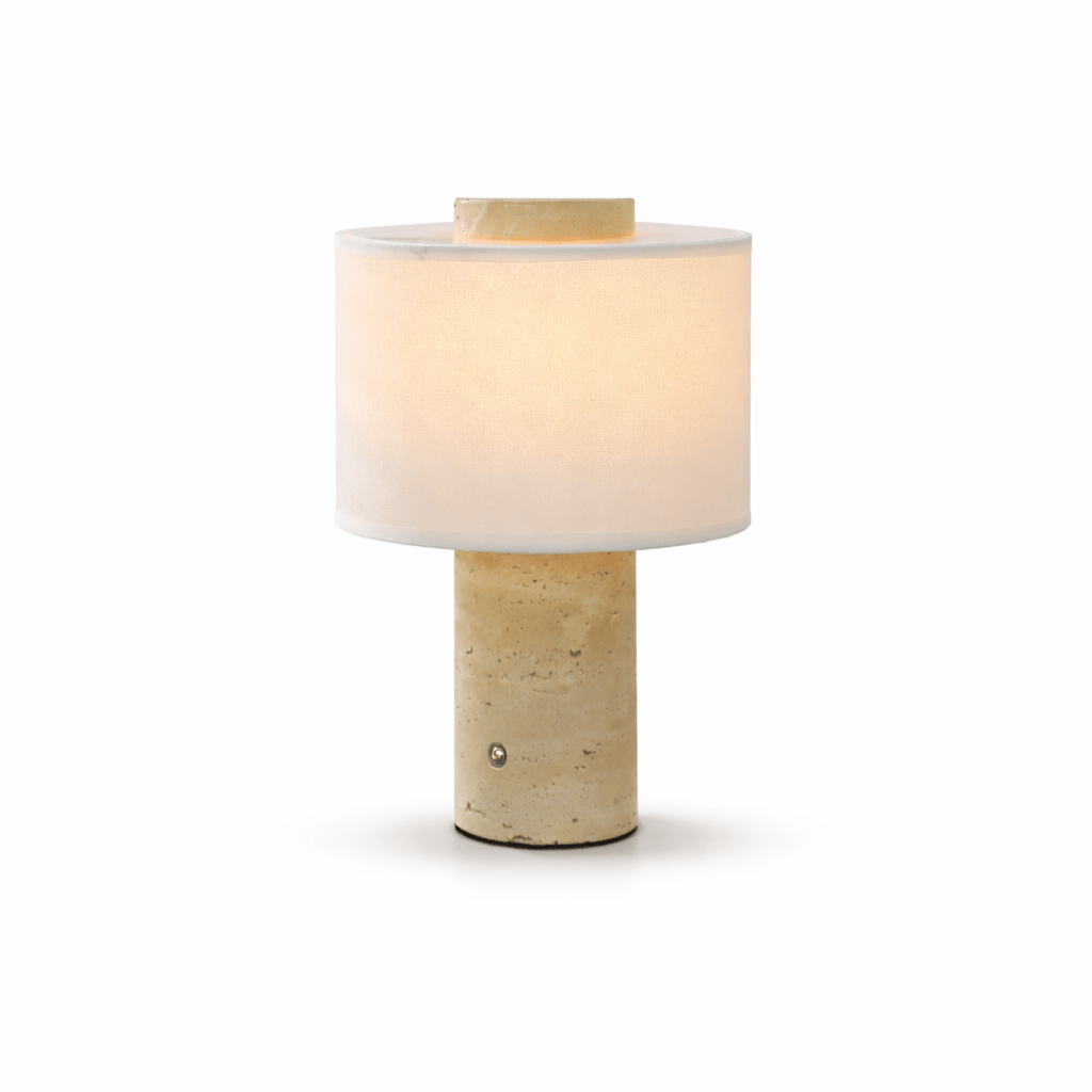 Lampe à poser moderne Rafael en pierre Travertin jaune