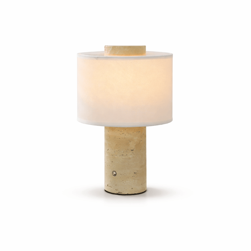 Lampe à poser moderne Rafael en pierre Travertin jaune