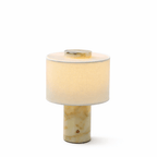 Lampe à poser moderne Rafael en pierre Travertin jaune