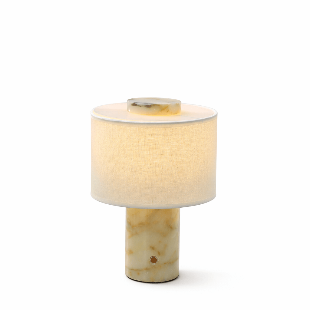 Lampe à poser moderne Rafael en pierre Travertin jaune
