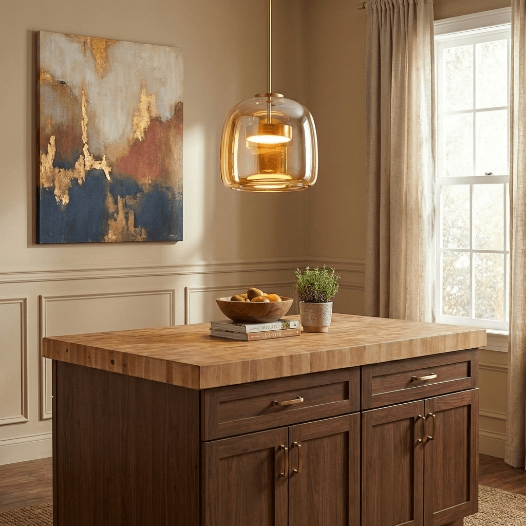 Suspension moderne Earle en verre Doré et ambre