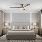 Ventilateur de plafond moderne Tarben en Noir et noyer bois
