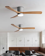 Ventilateur de plafond moderne Tarben en Noir et noyer bois