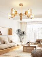 Lustre moderne Jyri en Bois et travertin jaune