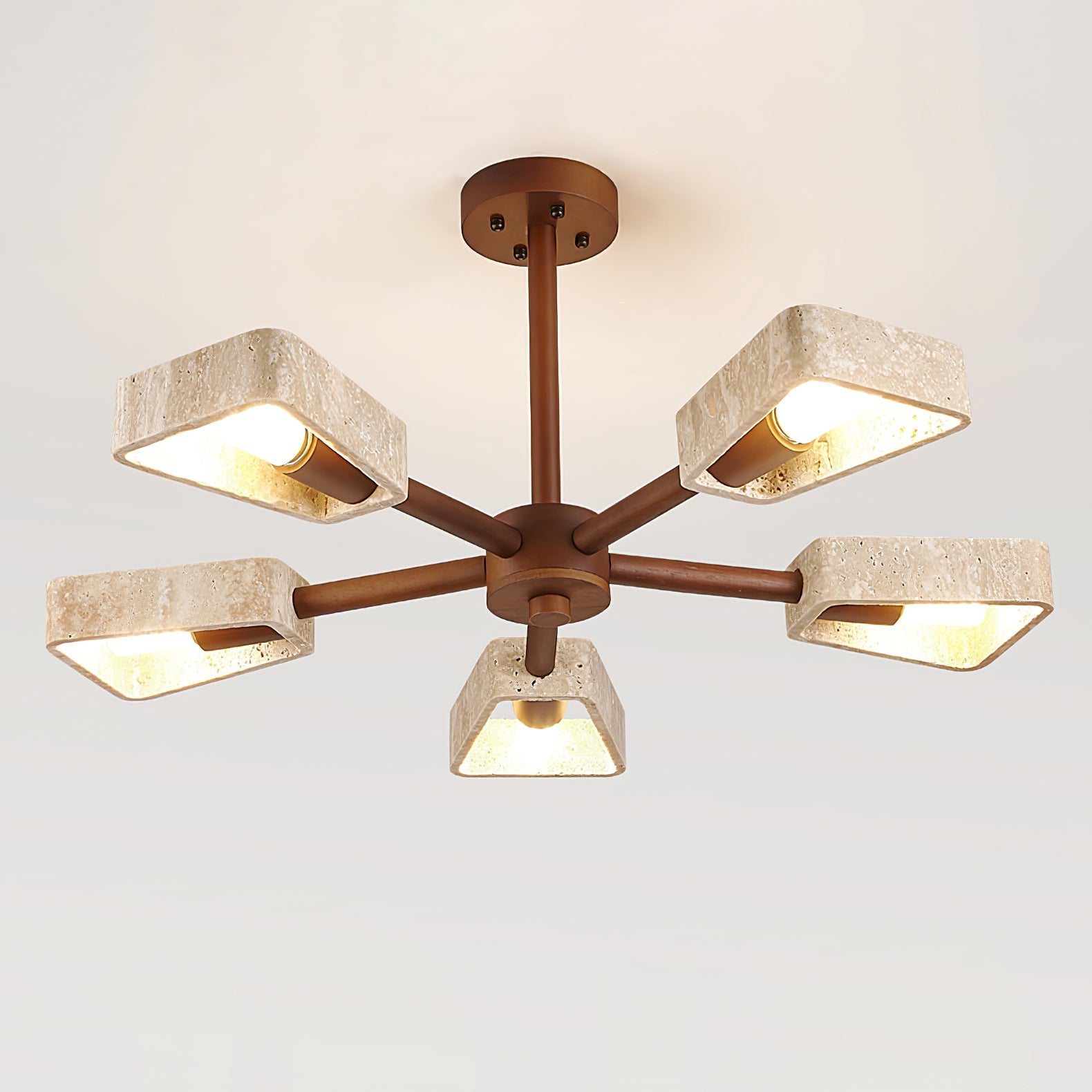 Lustre moderne Jyri en Bois et travertin jaune