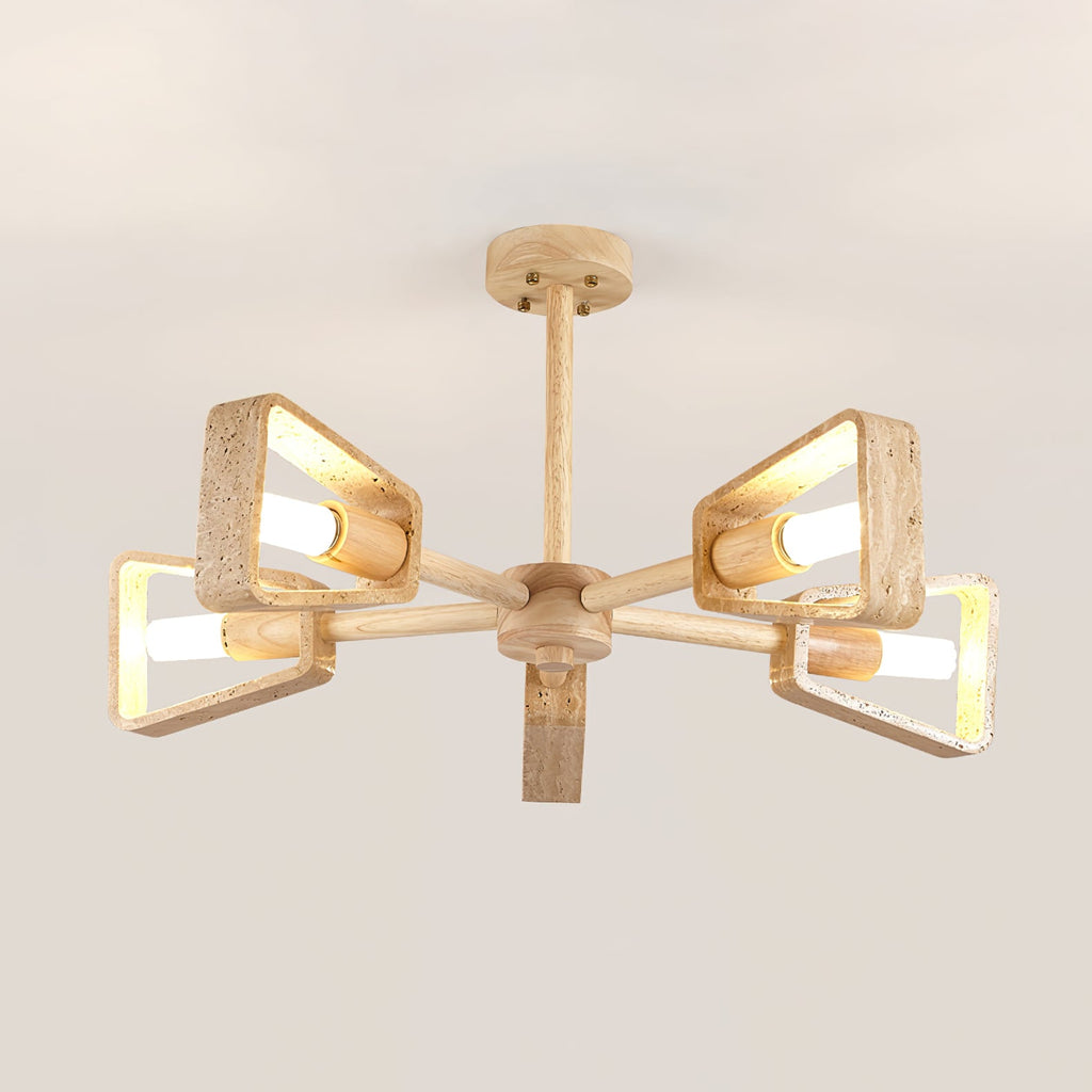 Lustre moderne Jyri en Bois et travertin jaune