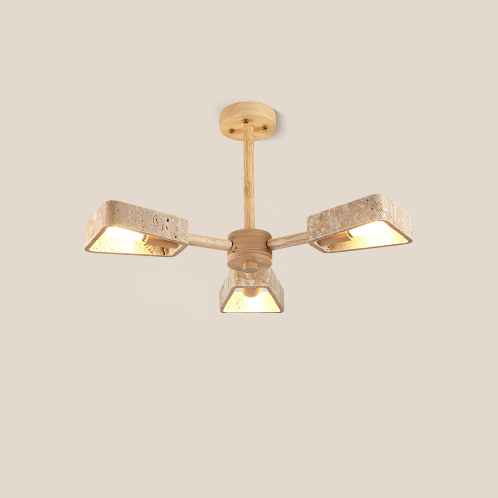 Lustre moderne Jyri en Bois et travertin jaune
