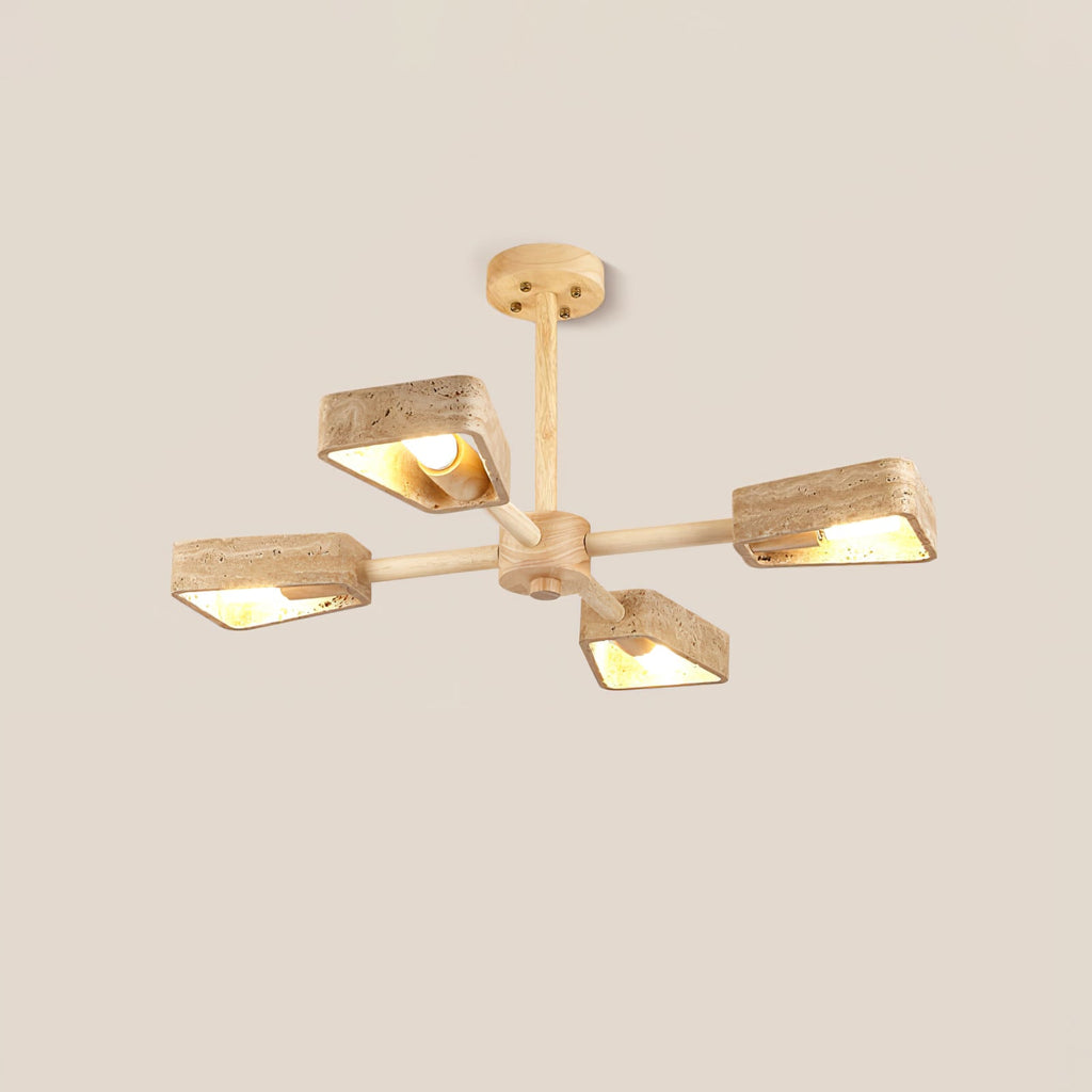 Lustre moderne Jyri en Bois et travertin jaune