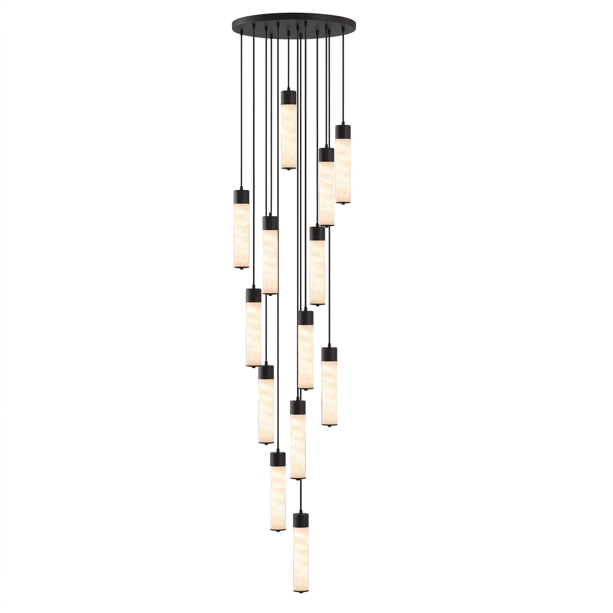 Alabaster Tube Brass Pendant Lamp
