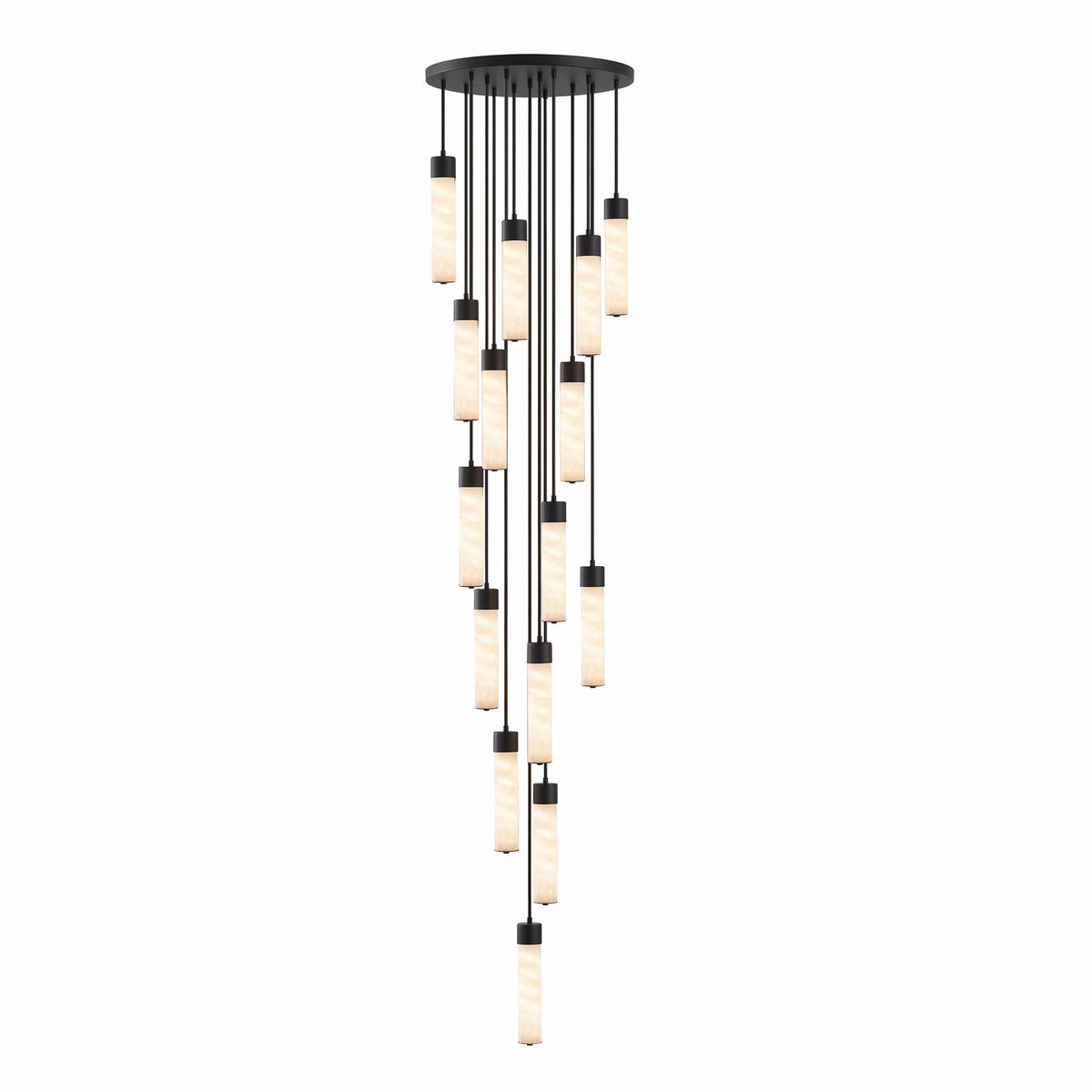 Alabaster Tube Brass Pendant Lamp