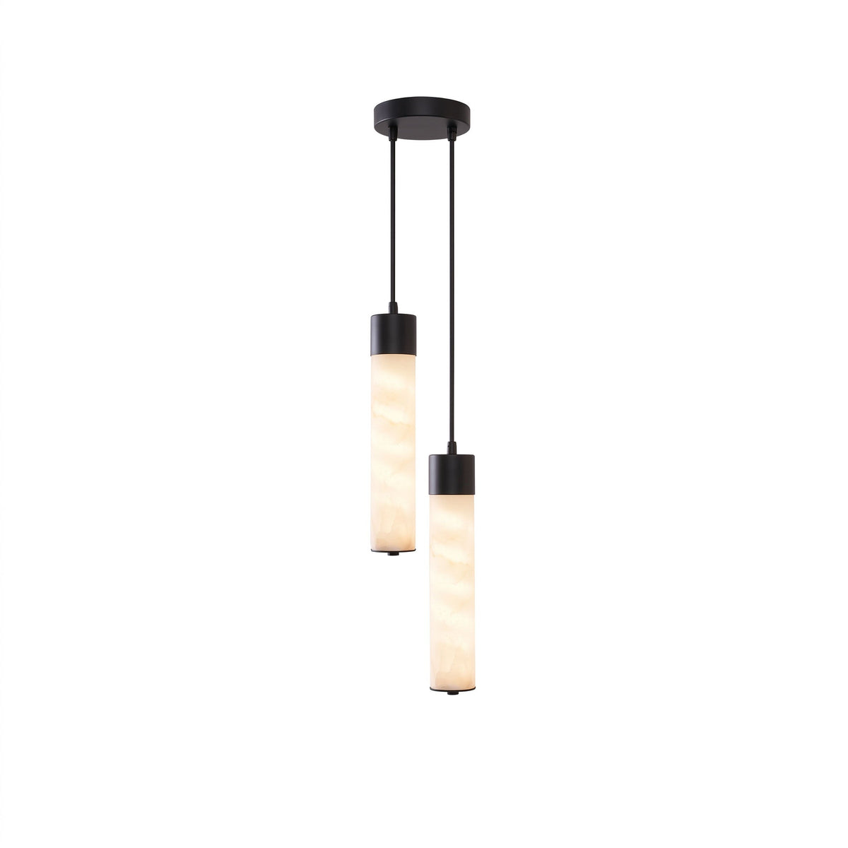 Alabaster Tube Brass Pendant Lamp