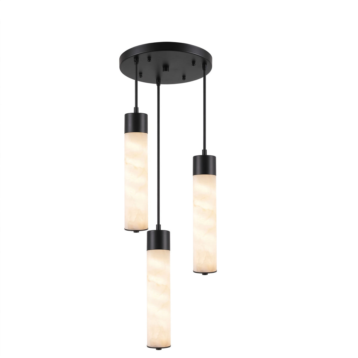 Alabaster Tube Brass Pendant Lamp