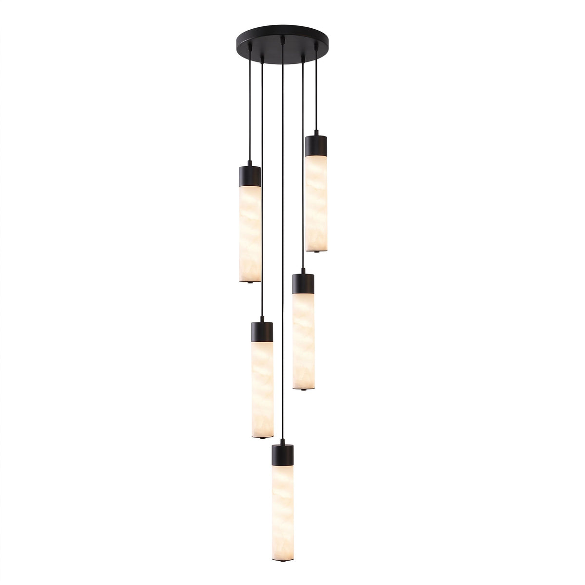 Alabaster Tube Brass Pendant Lamp