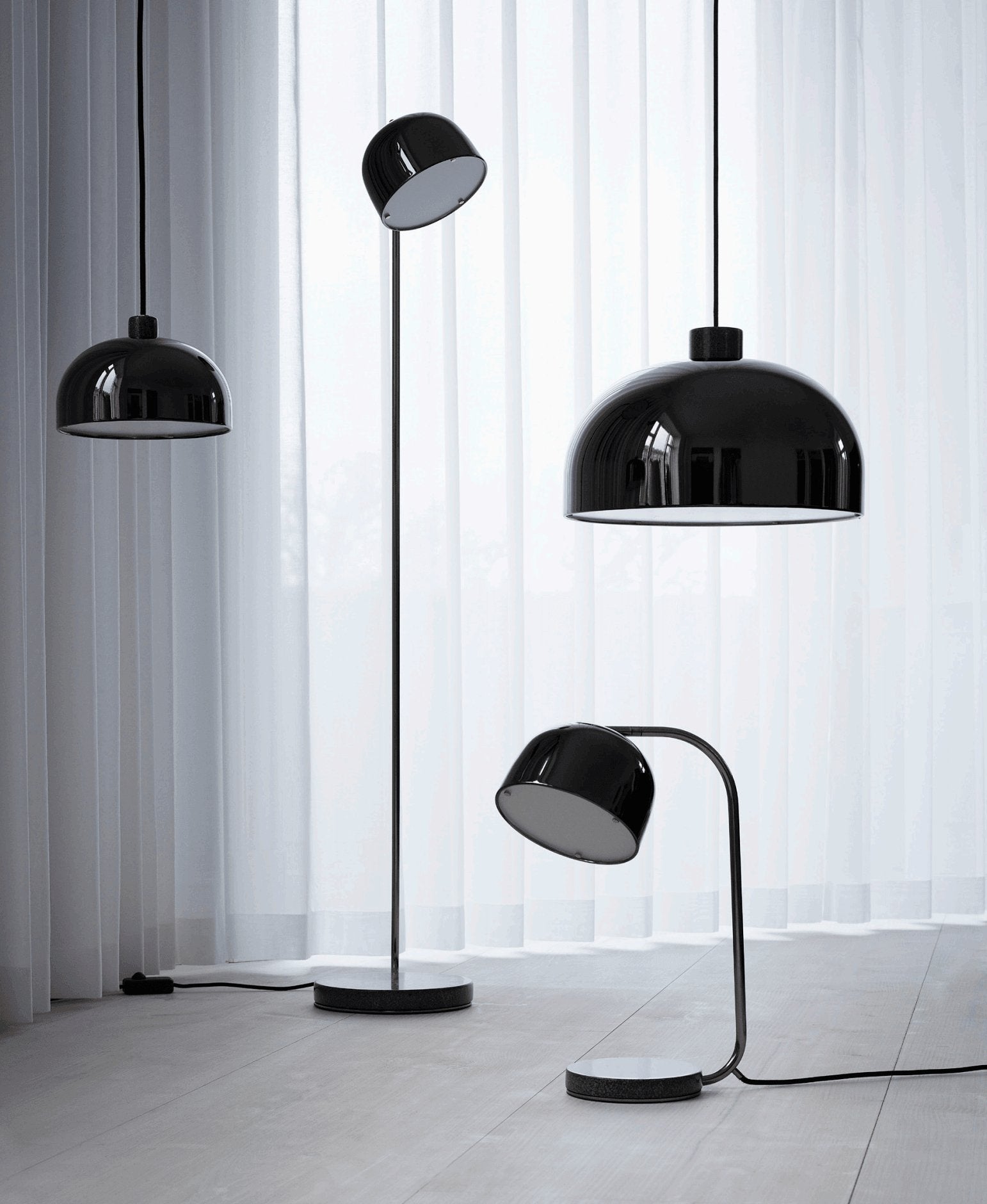 Lampadaire moderne Faulkner en Métal Noir
