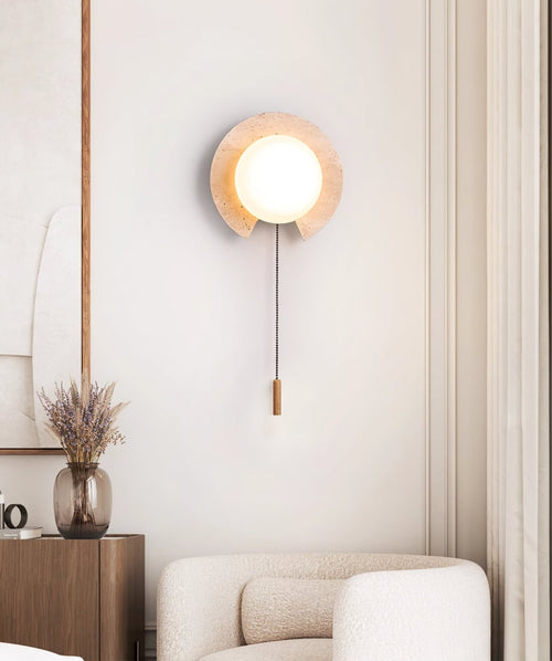 Applique murale moderne Leon en Travertin jaune et blanc