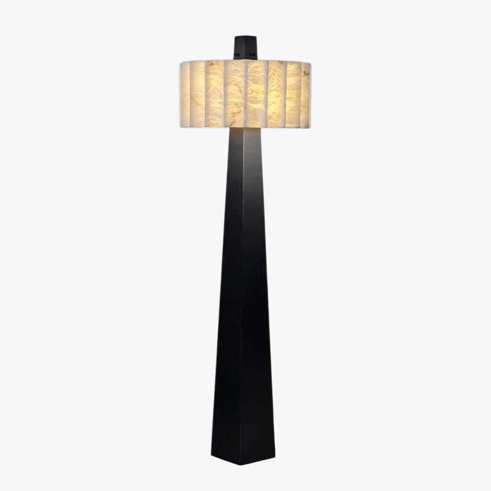 Lampadaire moderne Murdoch en Albâtre Noir et blanc