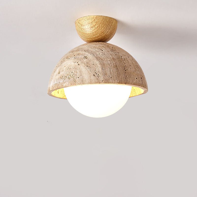 Plafonnier moderne Foxley en Bois et travertin jaune